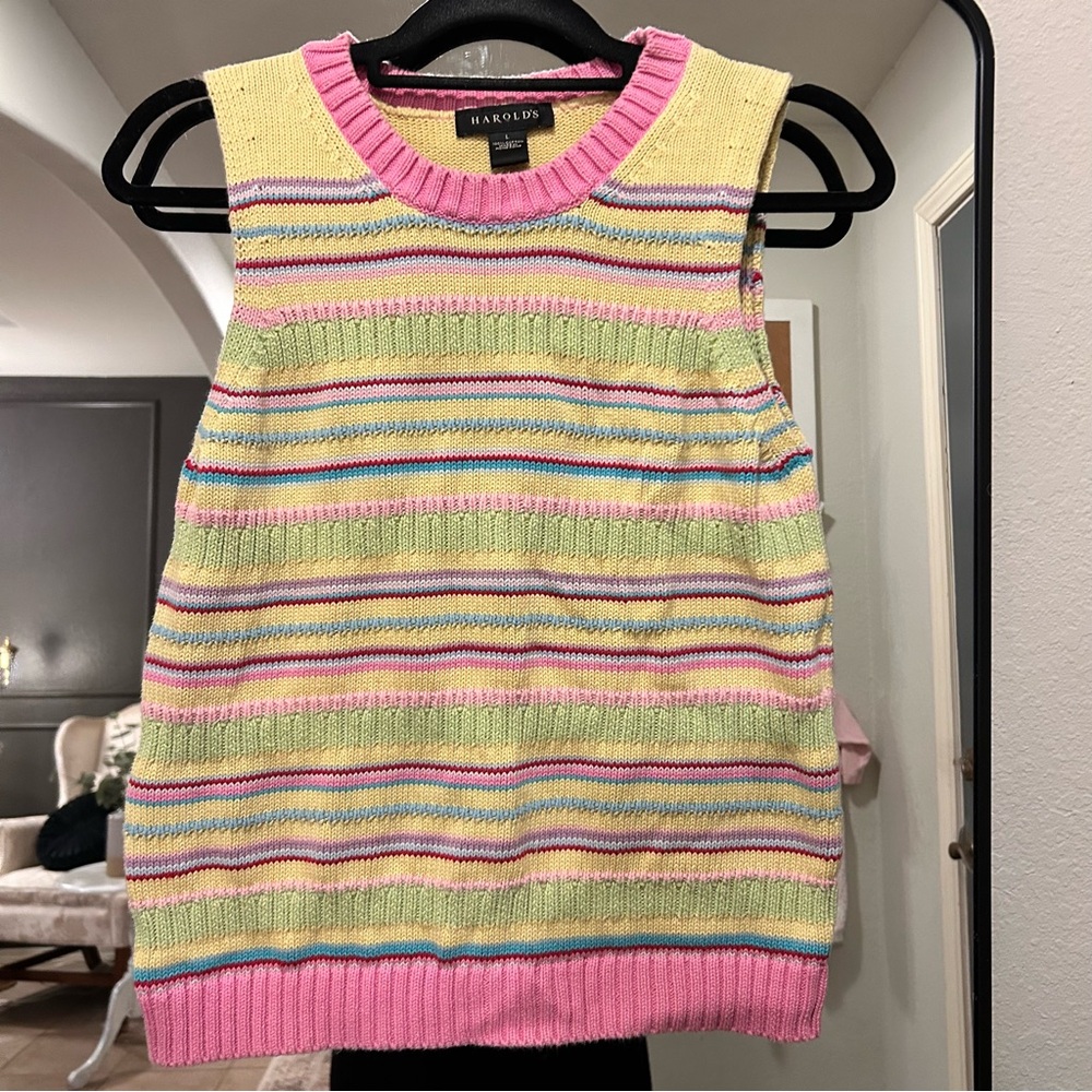 100 % Cotton Grandma Core Colorful Top Vest size L fits